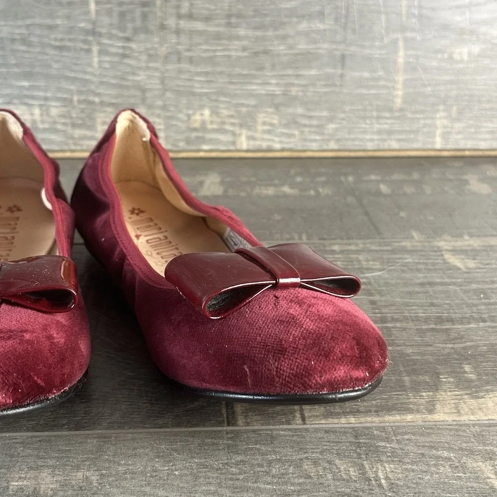 Marianitas Velvet Ballet Flats Burgundy Bow Girls US 3 Spain